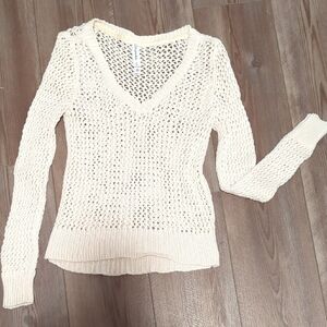 Aeropostale Cream V-Neck Sweater